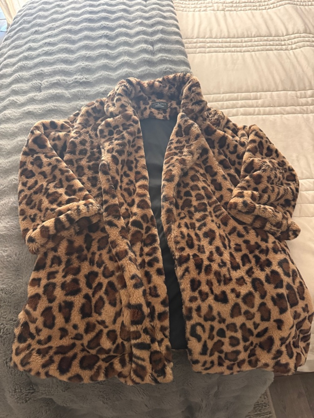 Love Tree Leopard Print Teddy Coat - Brown & Black